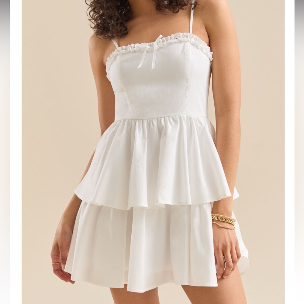 Altar’d State - White Olive Mini Tiered Dress